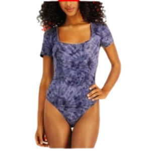 Jenni Square Neck Ribbed Bodysuit Macy's Swirl Tie Dye NWTags Size XL